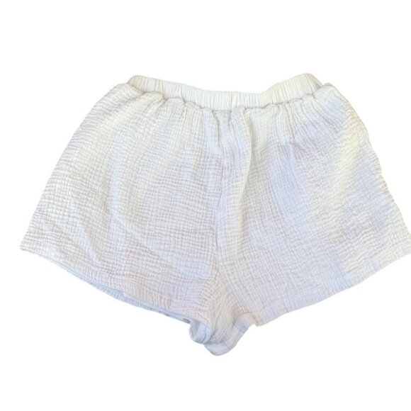 Princess Polly White Textured Cotton Shorts US6 AU/UK10 EU38 Elastic Waistband L - Picture 6 of 10